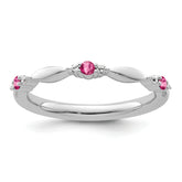 14k White Gold Stackable Expressions Pink Tourmaline and Dia. Ring